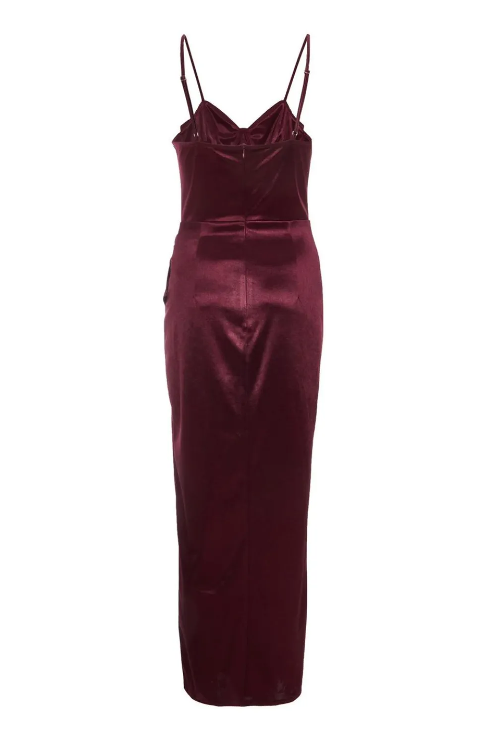 Dark Red Satin Corset Midi Dress