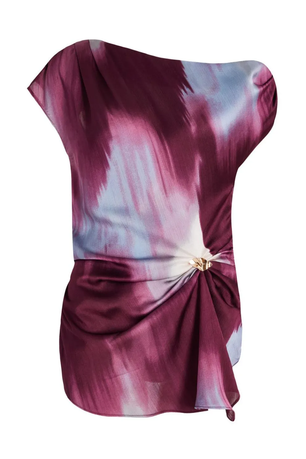 Dark Red Satin Drop Shoulder Top