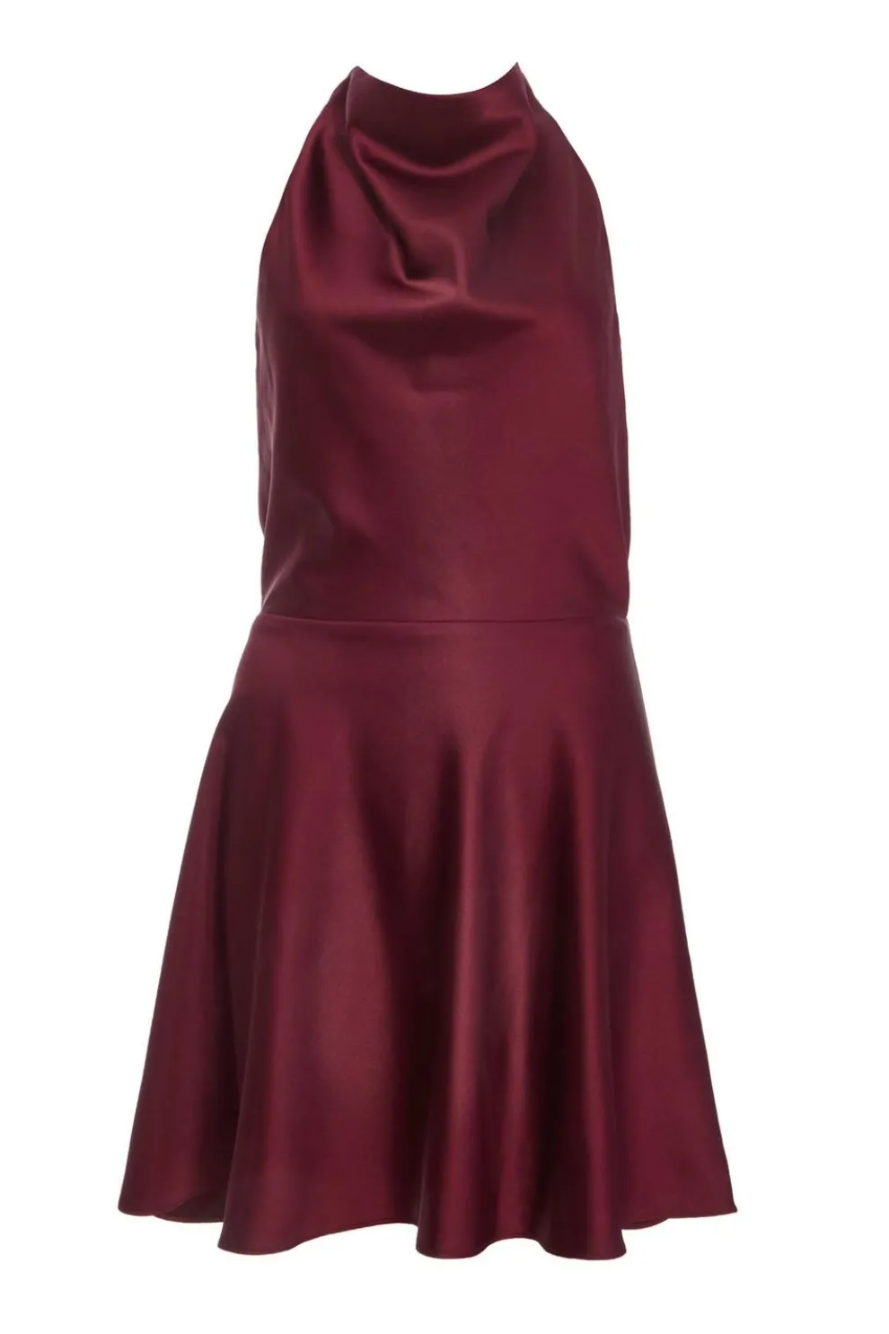 Dark Red Satin Mini Skater Dress