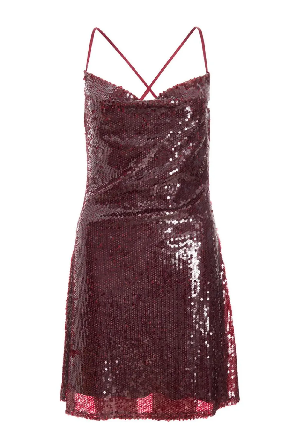 Dark Red Sequin Mini Dress