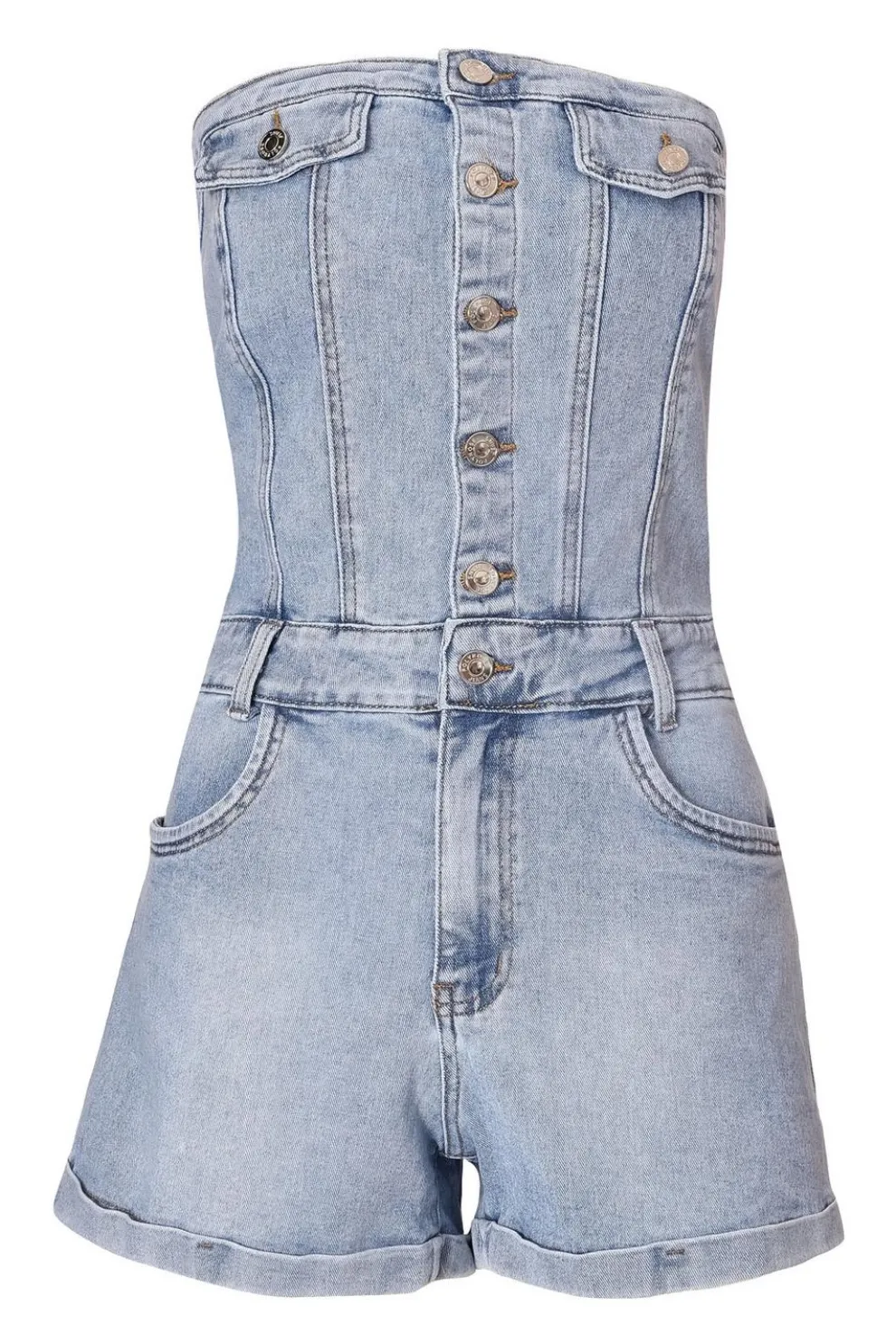 Denim Bandeau Playsuit