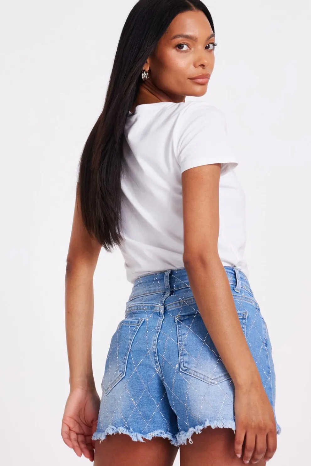 Denim Embellished Shorts