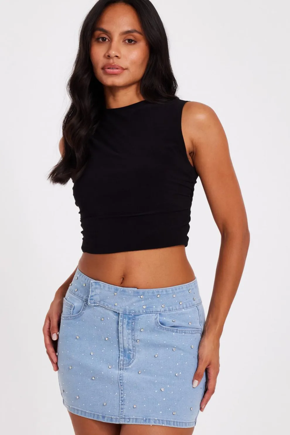 Denim Embellished Skirt