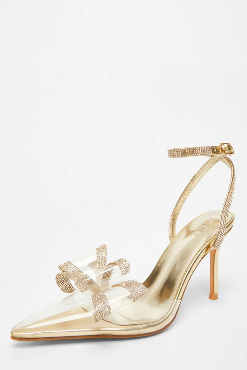 Gold Bow Diamante Court Heels