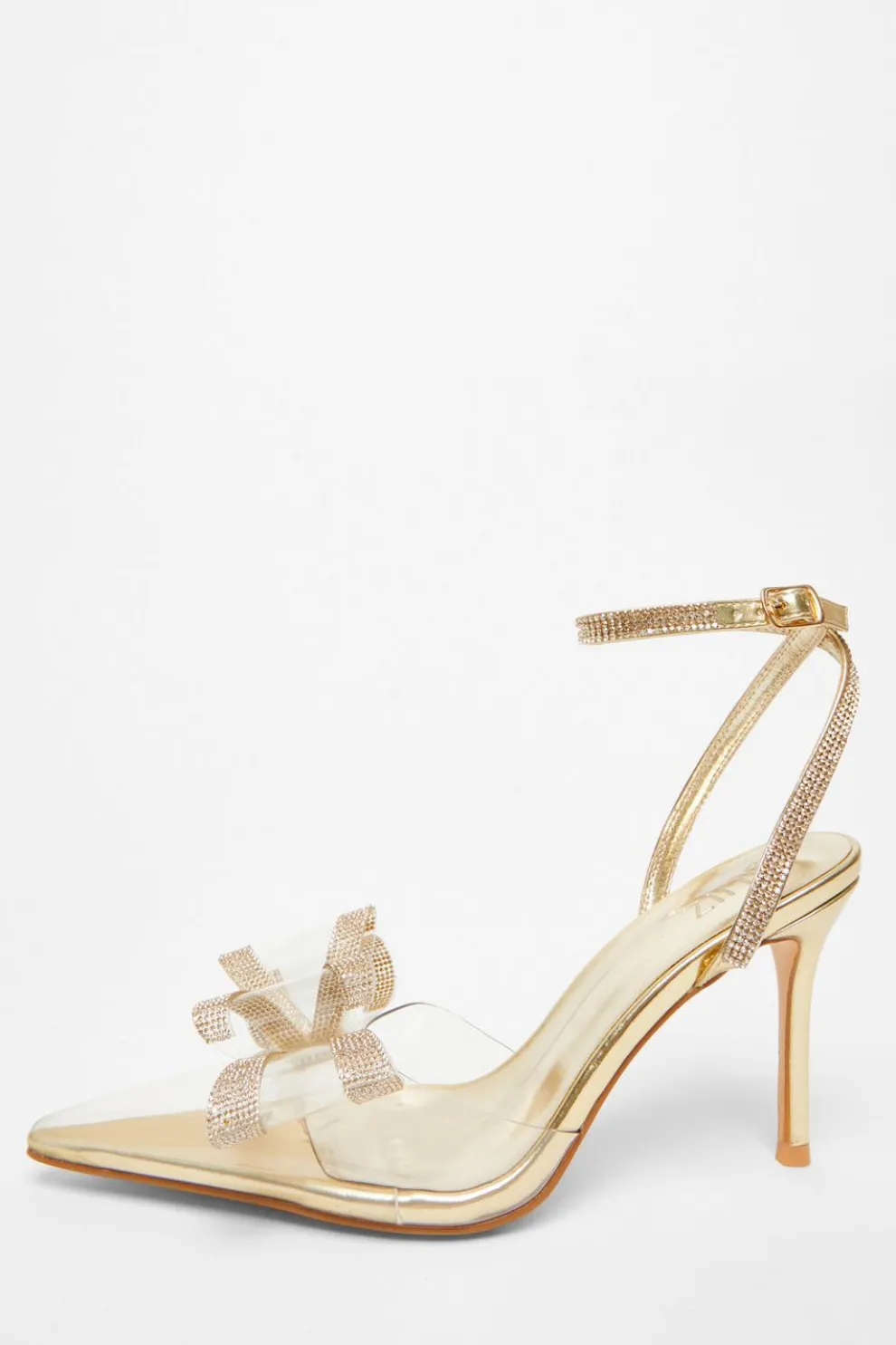 Gold Bow Diamante Court Heels