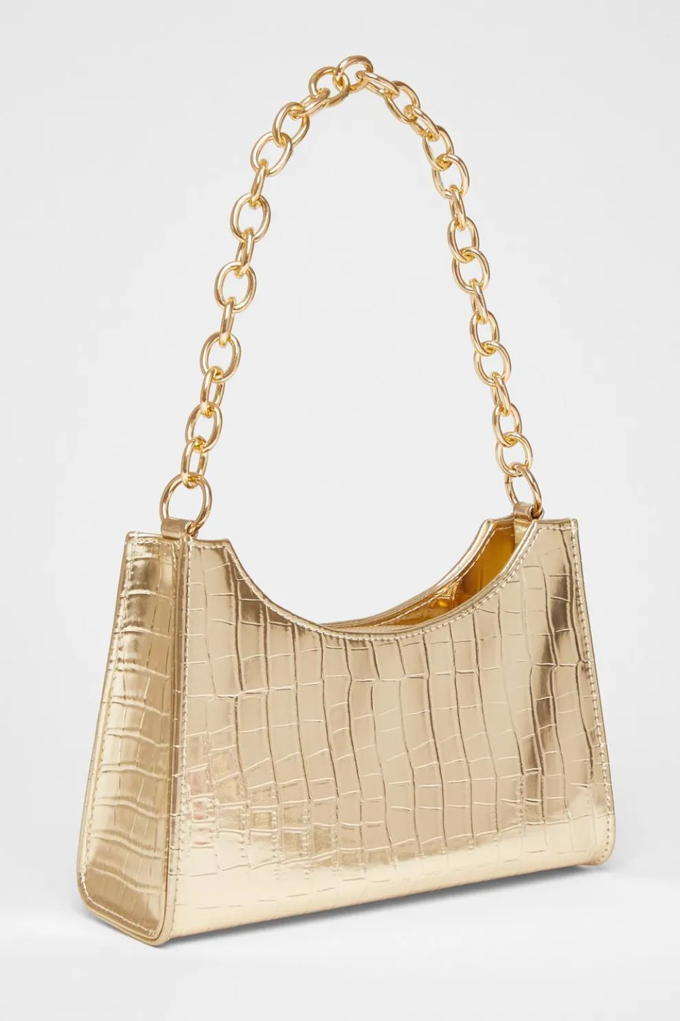 Gold Croc Chain Strap Bag