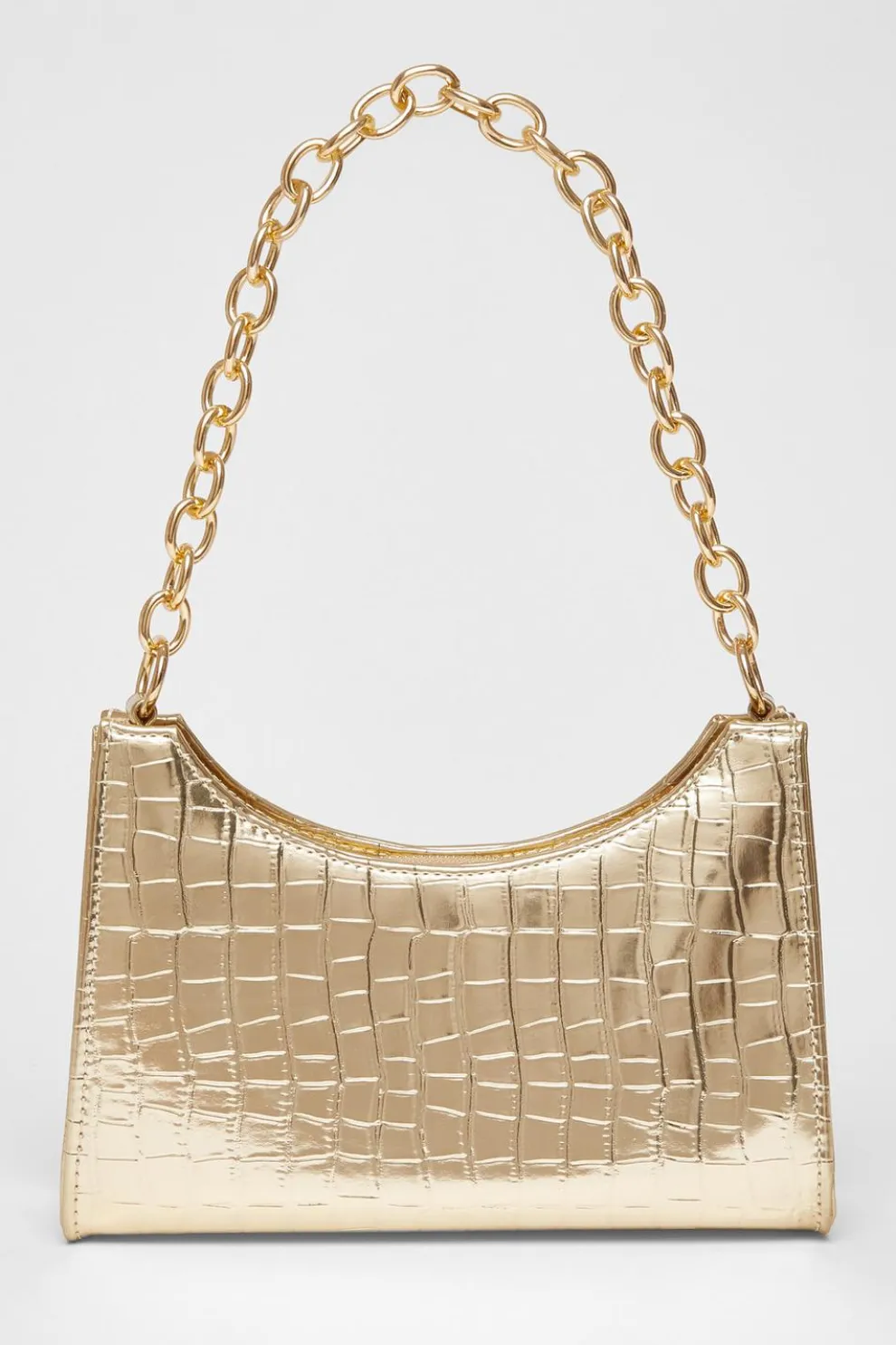 Gold Croc Chain Strap Bag