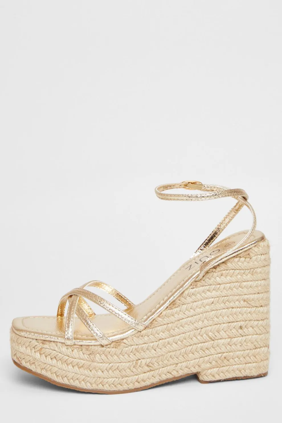 Gold Cross Strap Platform Wedges