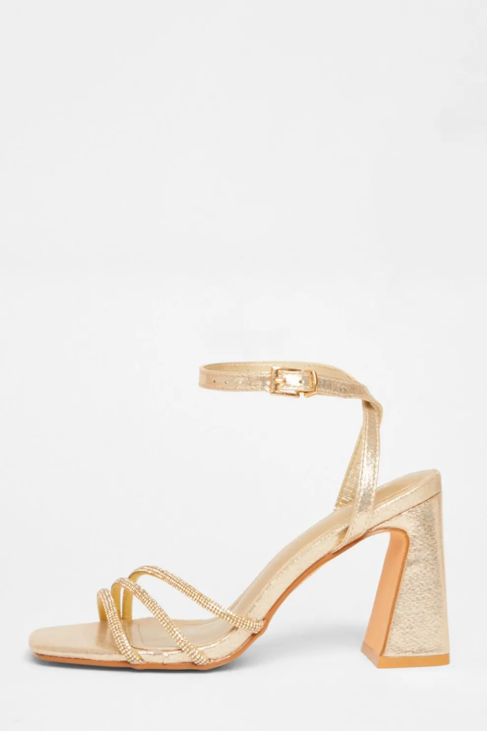 Gold Diamante Block Heels