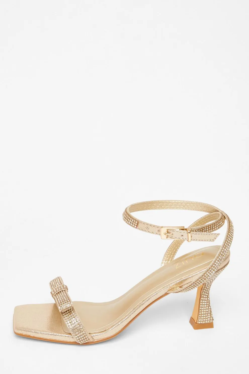 Gold Diamante Bow Front Heels