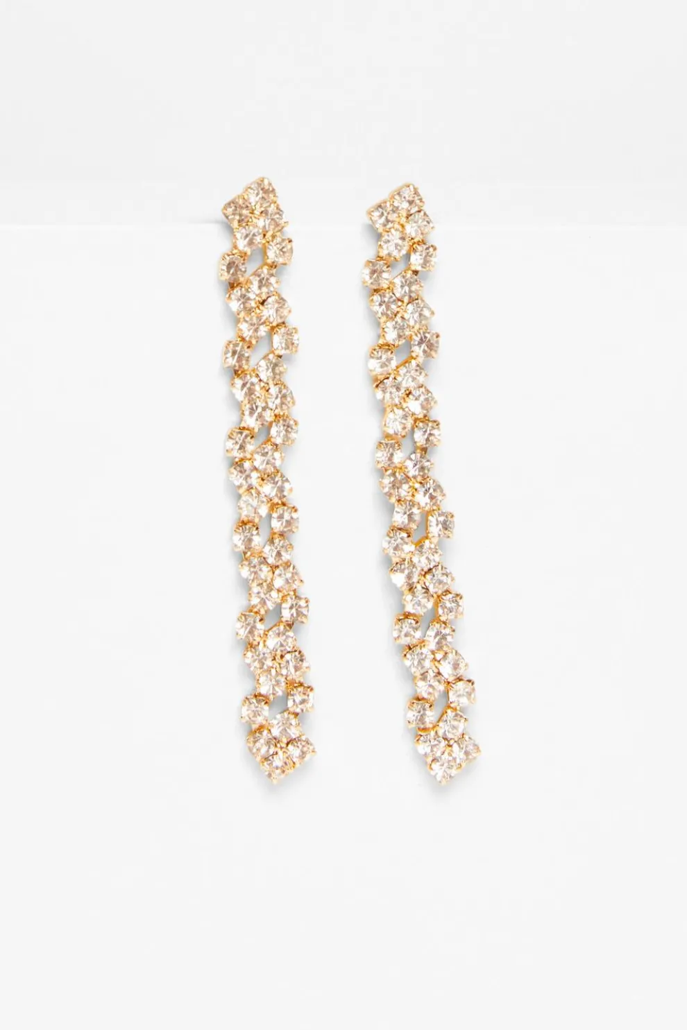 Gold Diamante Cluster Drop Earrings