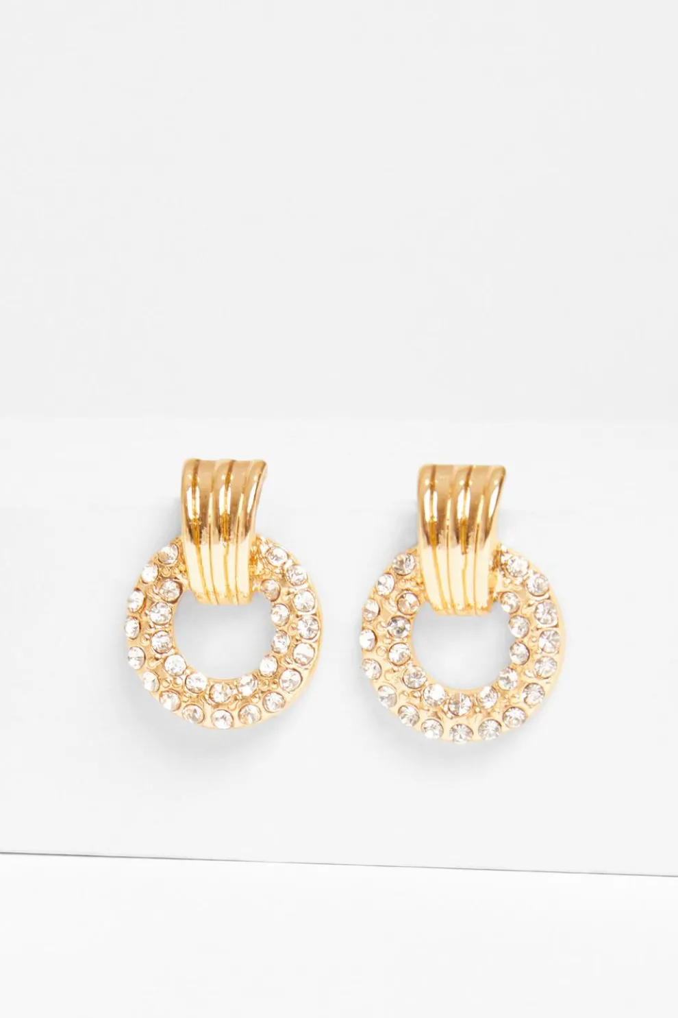 Gold Diamante Door Knocker Earrings