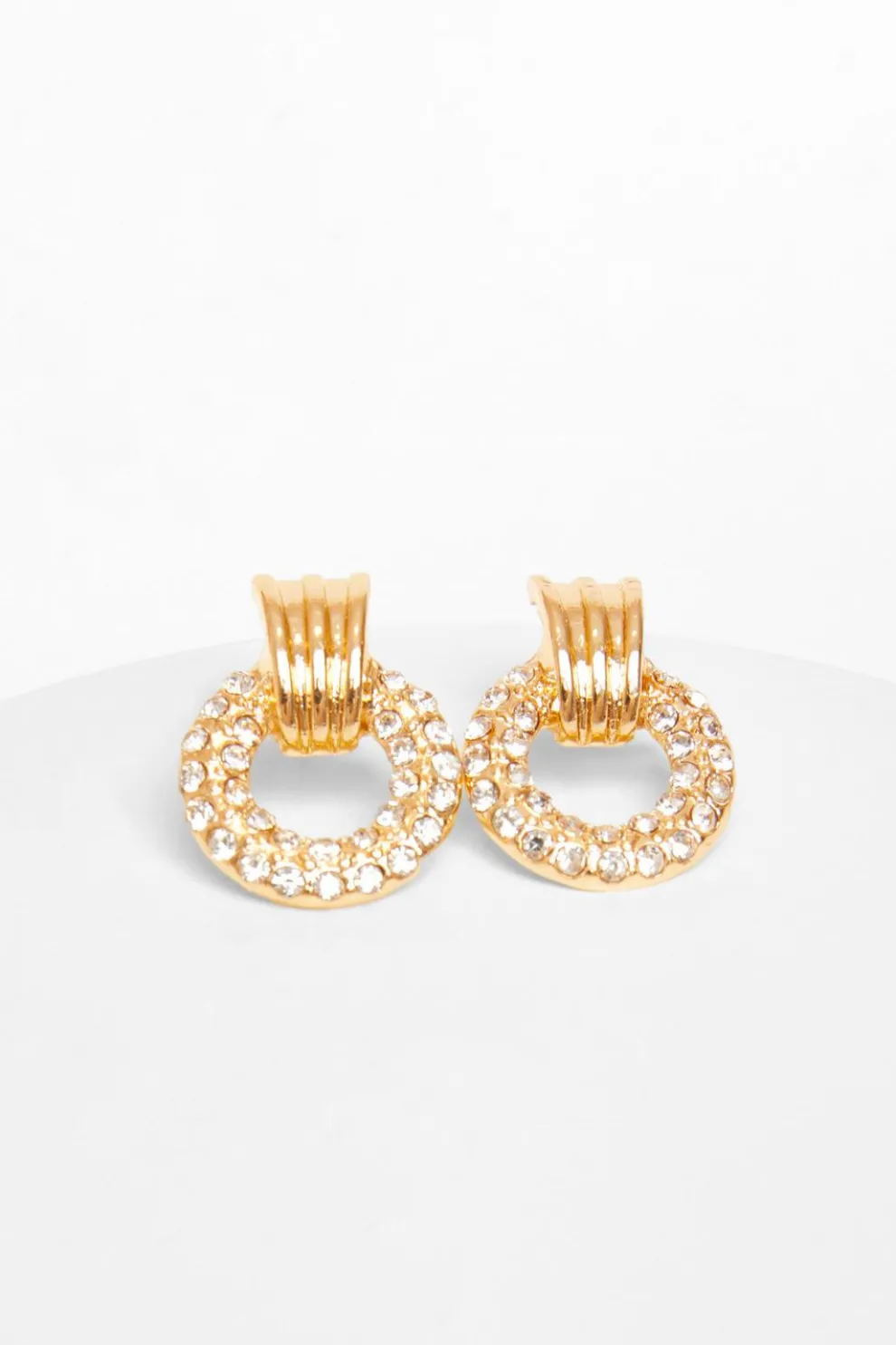 Gold Diamante Door Knocker Earrings