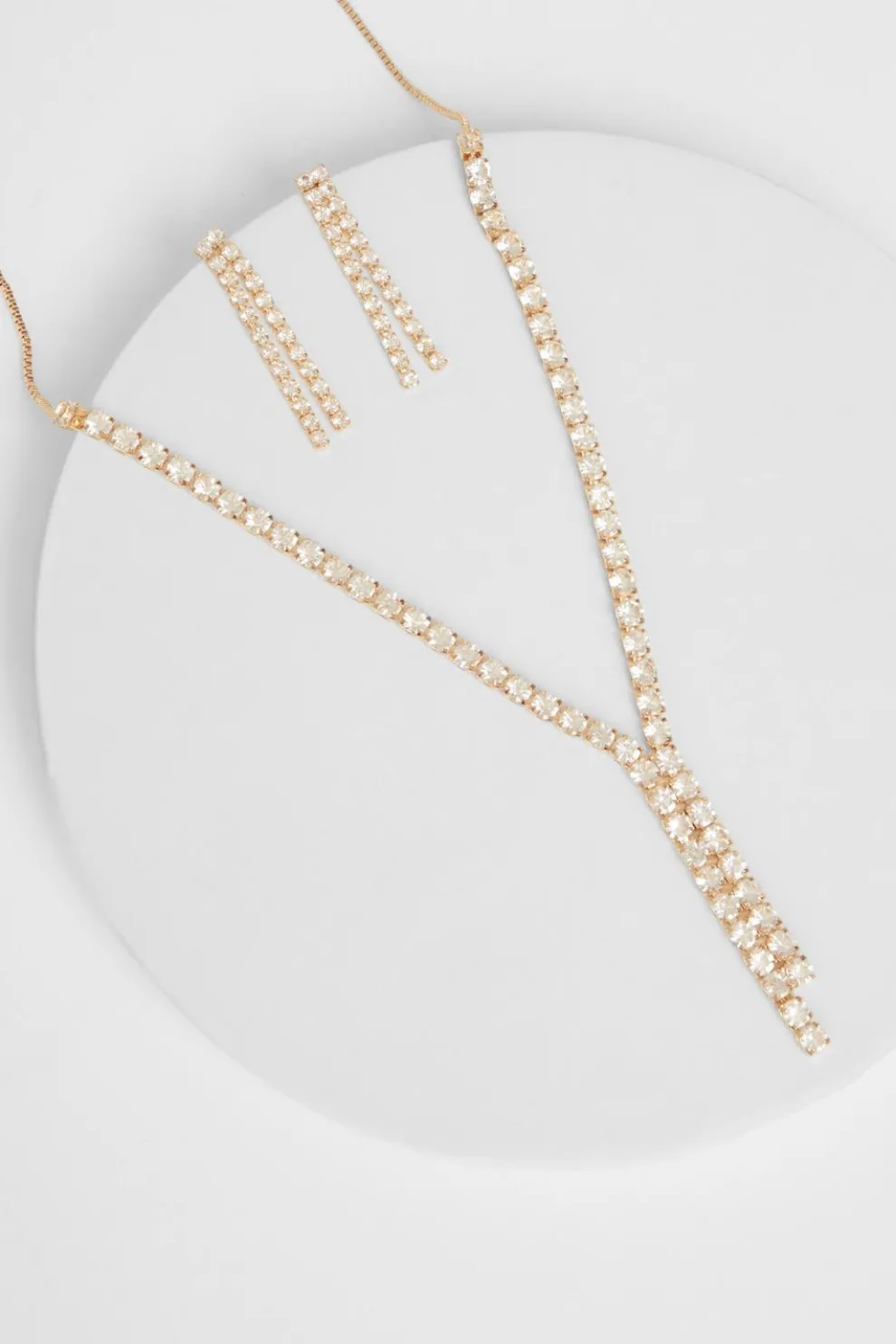 Gold Diamante Drop Jewellery Set