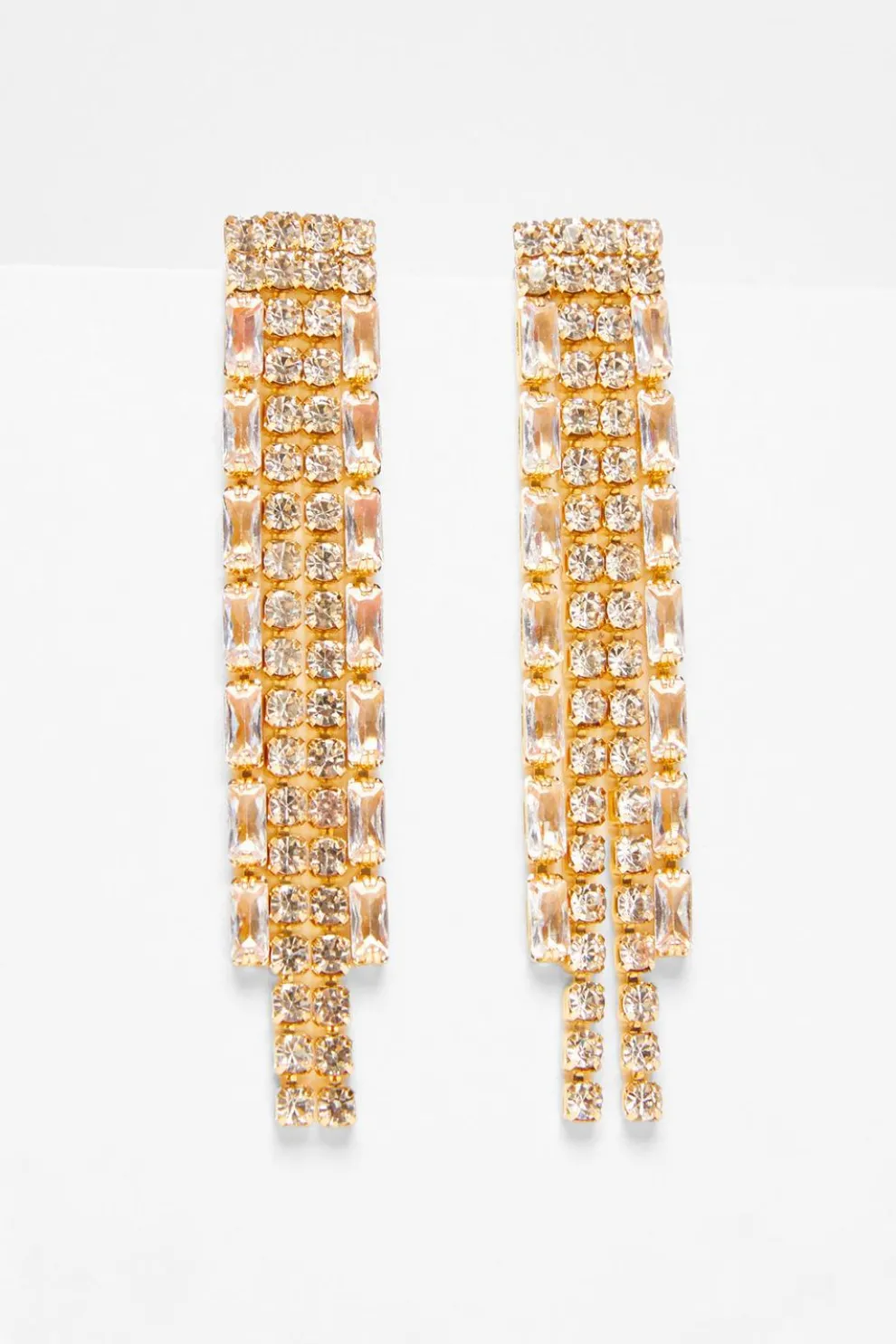 Gold Diamante Fringe Earrings