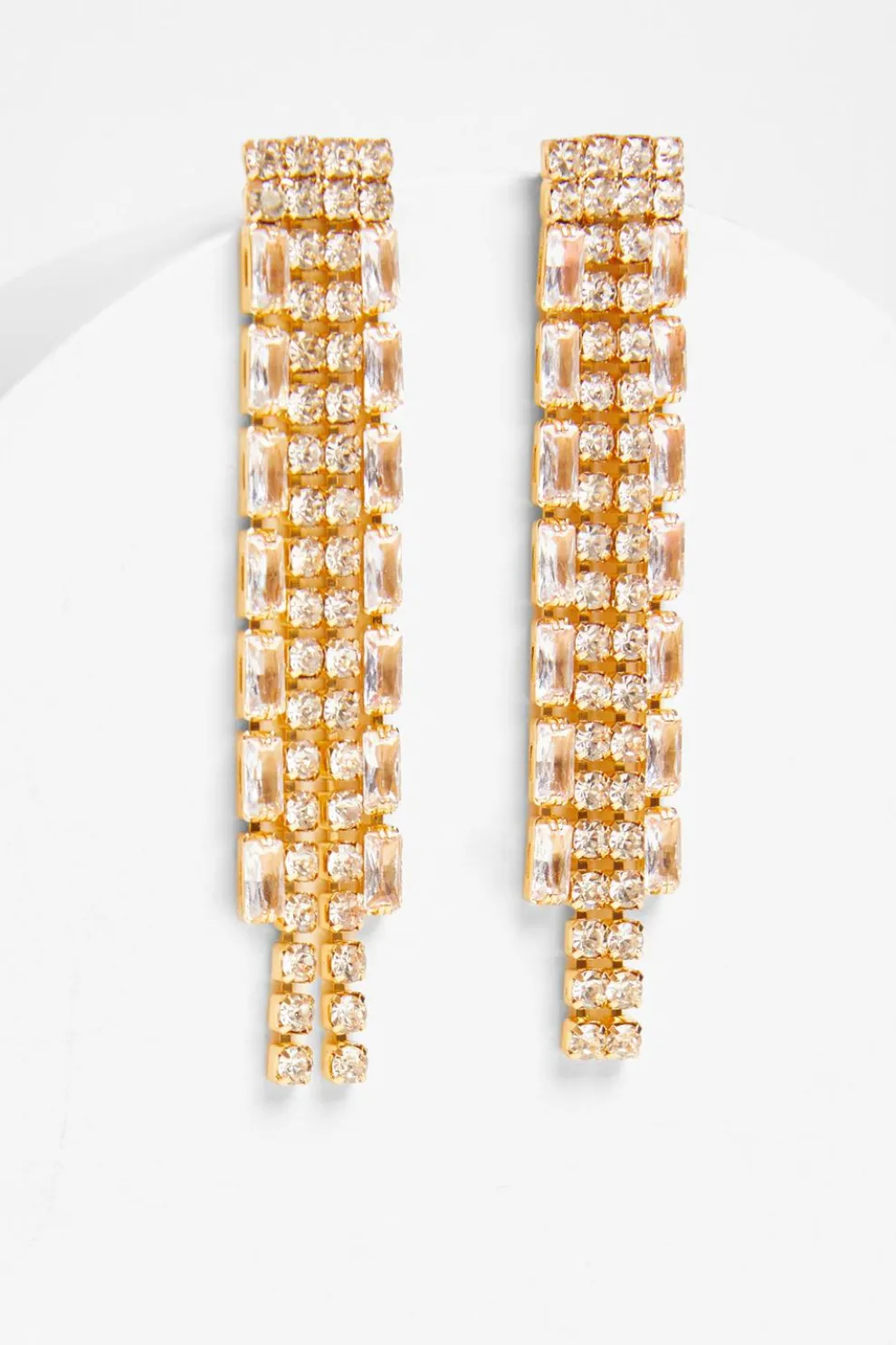 Gold Diamante Fringe Earrings