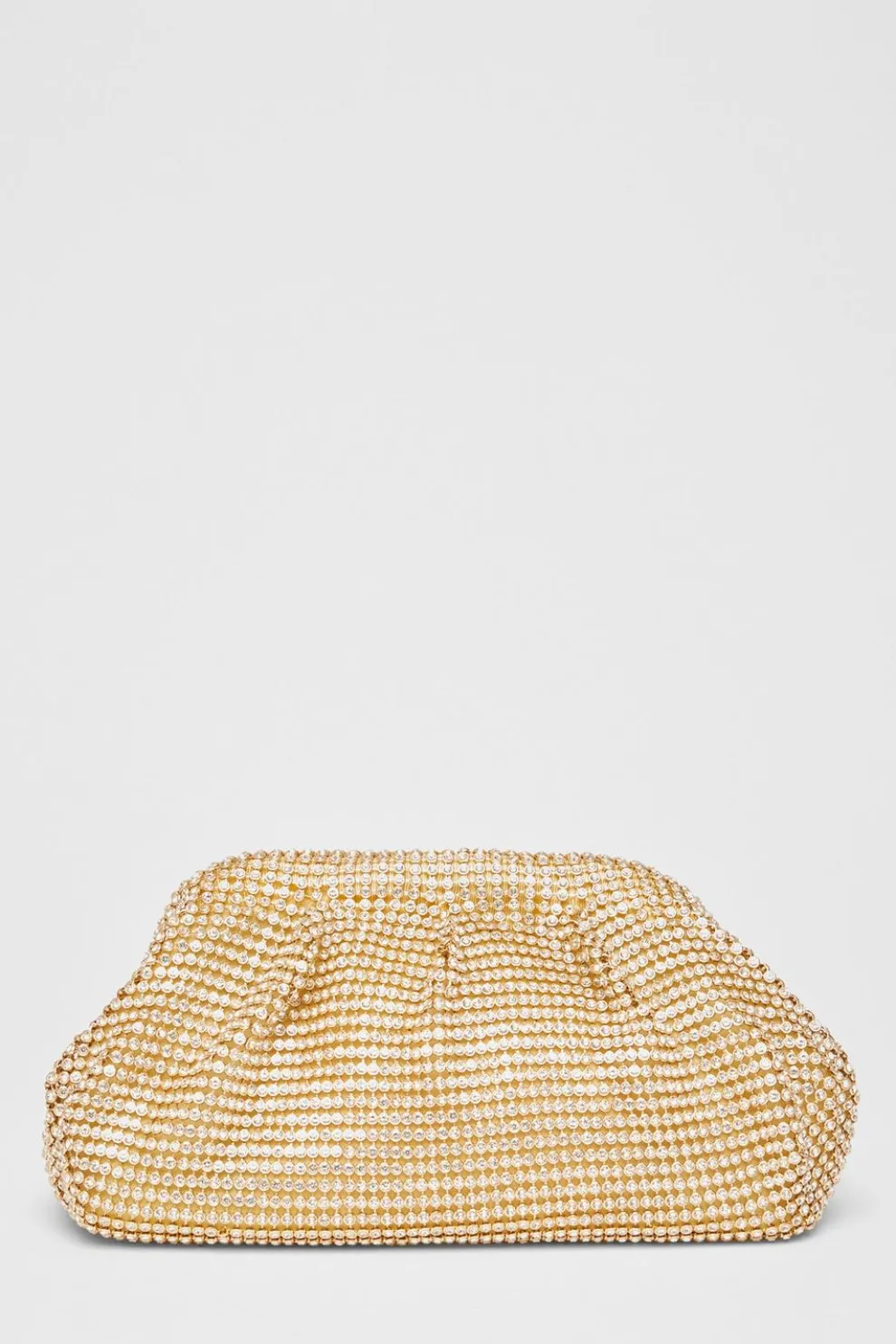 Gold Diamante Gathered Pouch Bag