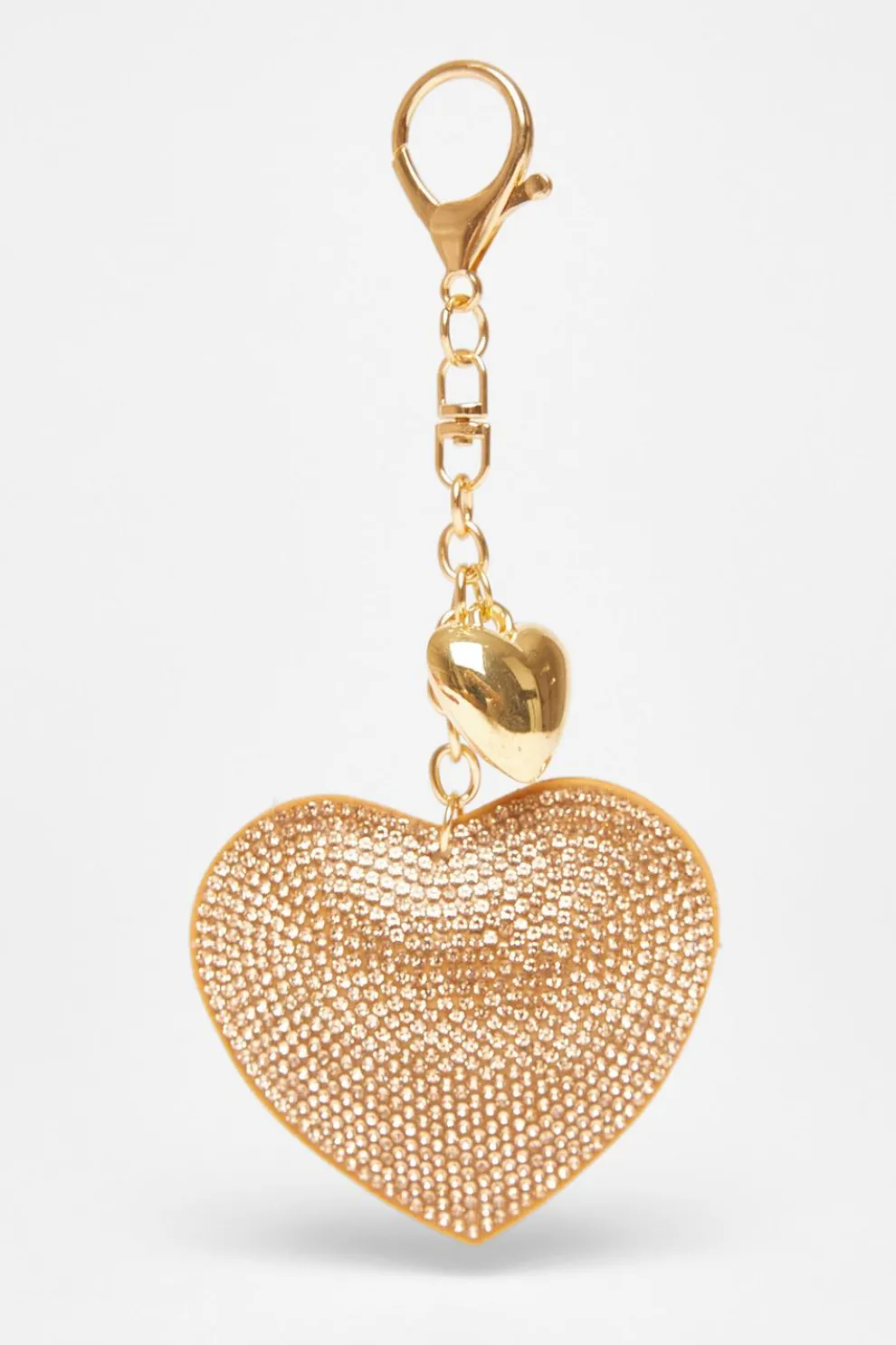 Gold Diamante Heart Bag Charm