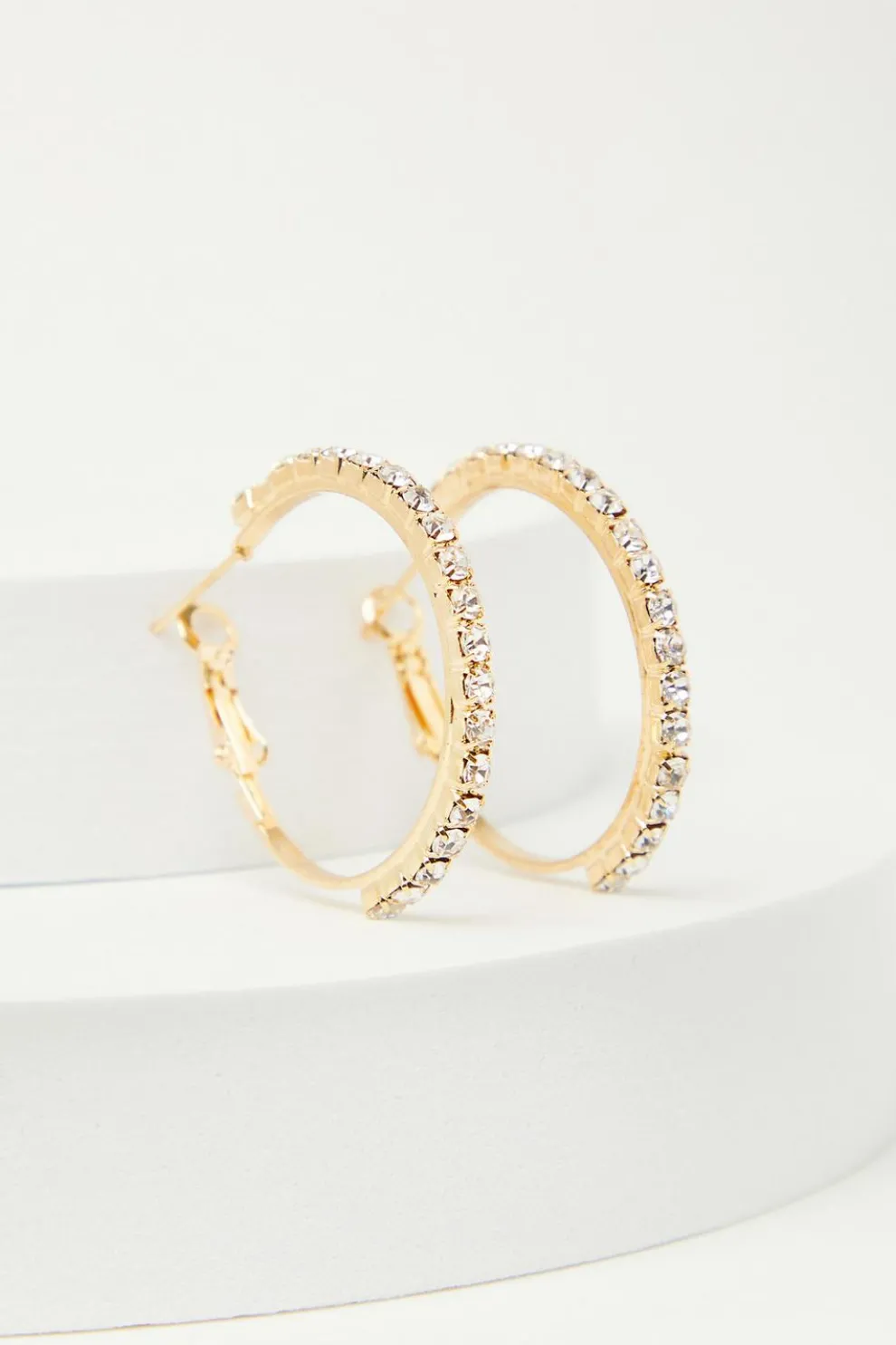 Gold Diamante Hoop Earrings