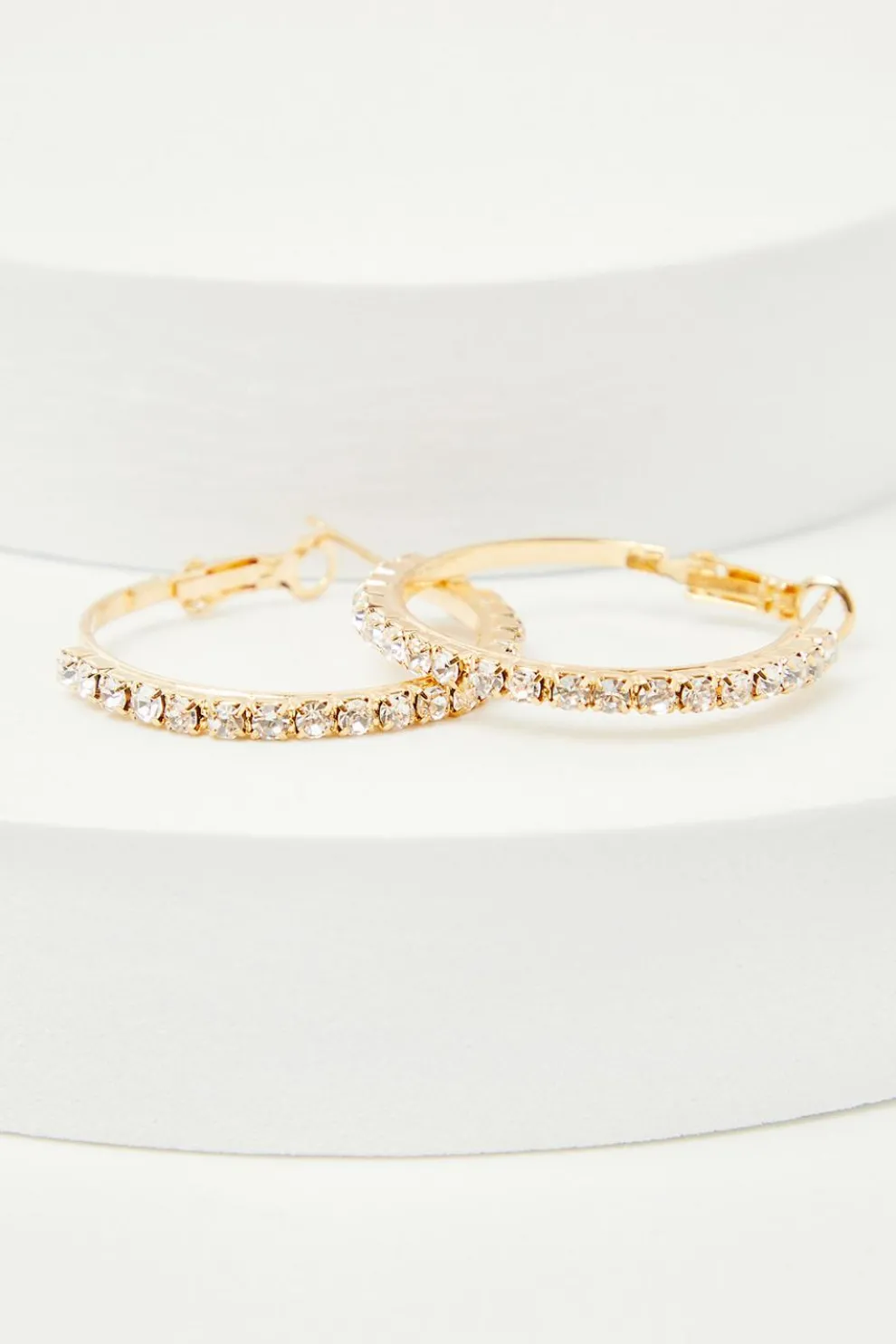 Gold Diamante Hoop Earrings