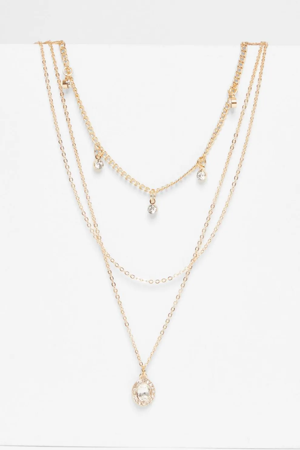 Gold Diamante Jewel Layered Necklace