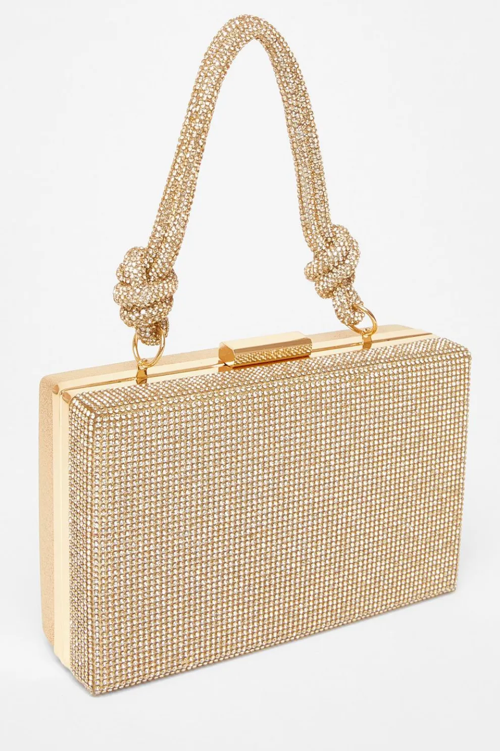 Gold Diamante Knot Handle Bag