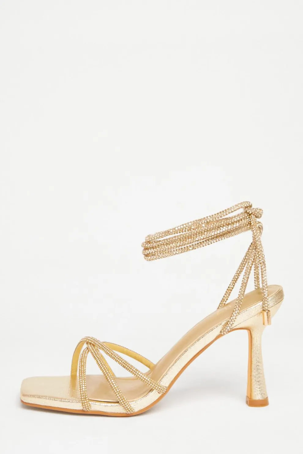Gold Diamante Lace Up Heels