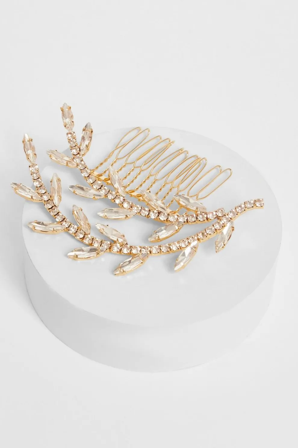 Gold Diamante Leaf Hair Comb