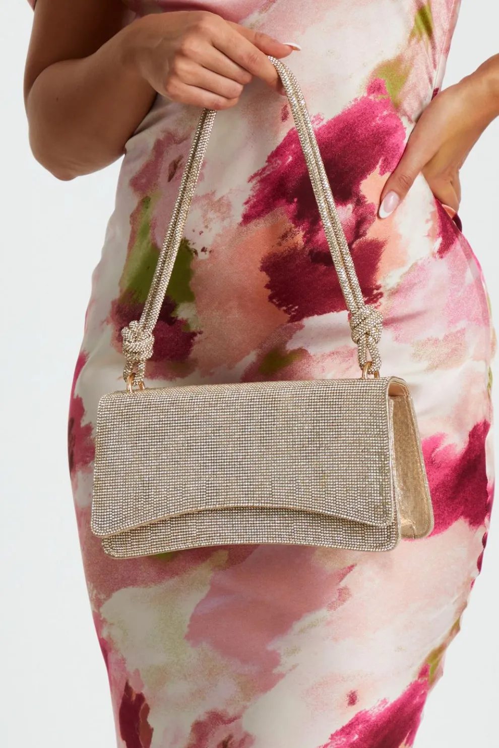 Gold Diamante Shoulder Bag