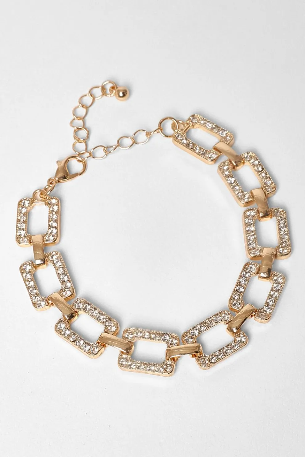 Gold Diamante Square Chain Bracelet