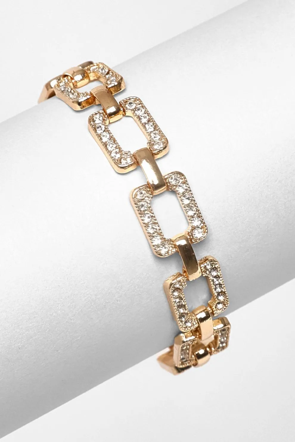 Gold Diamante Square Chain Bracelet