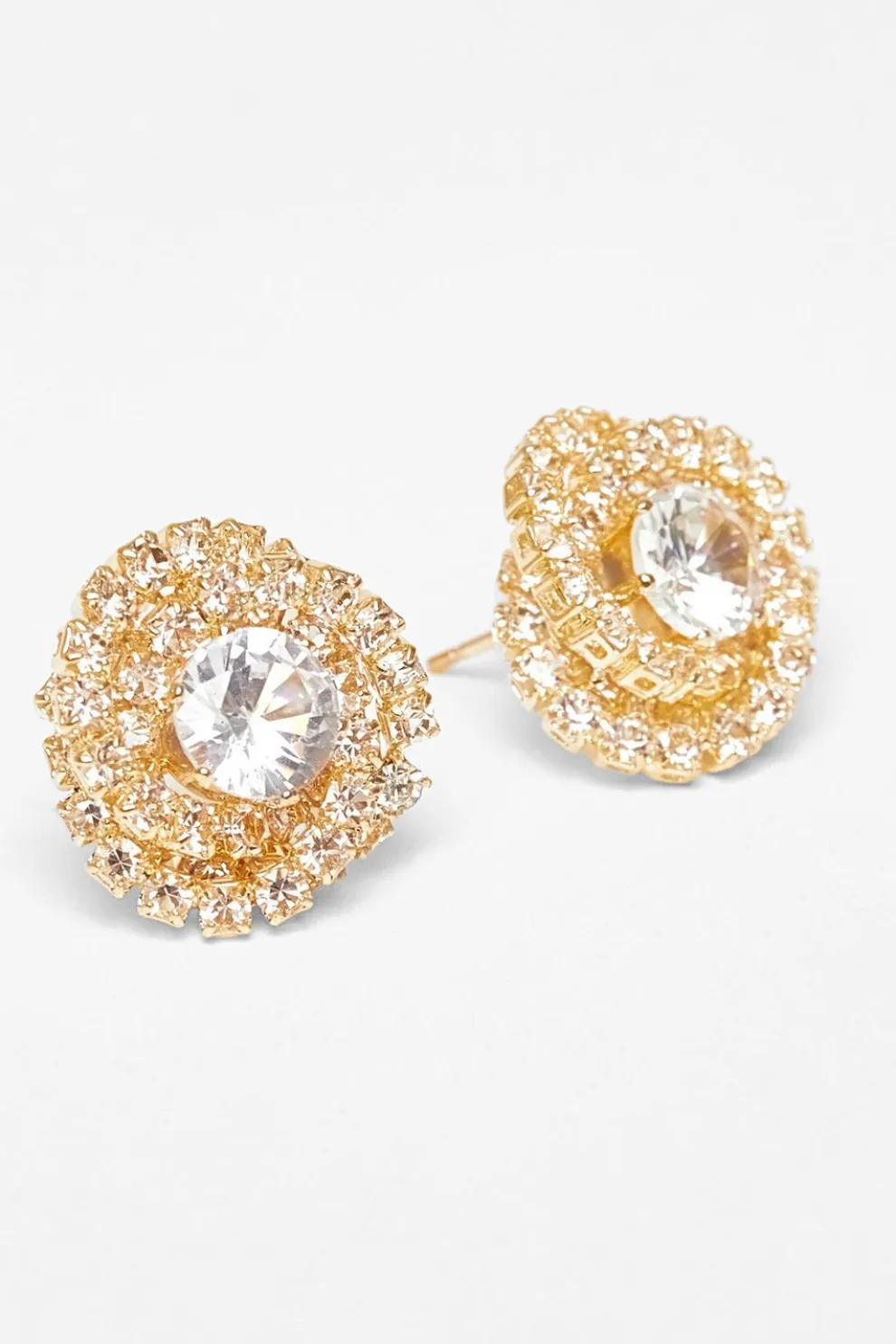 Gold Diamante Swirl Earrings