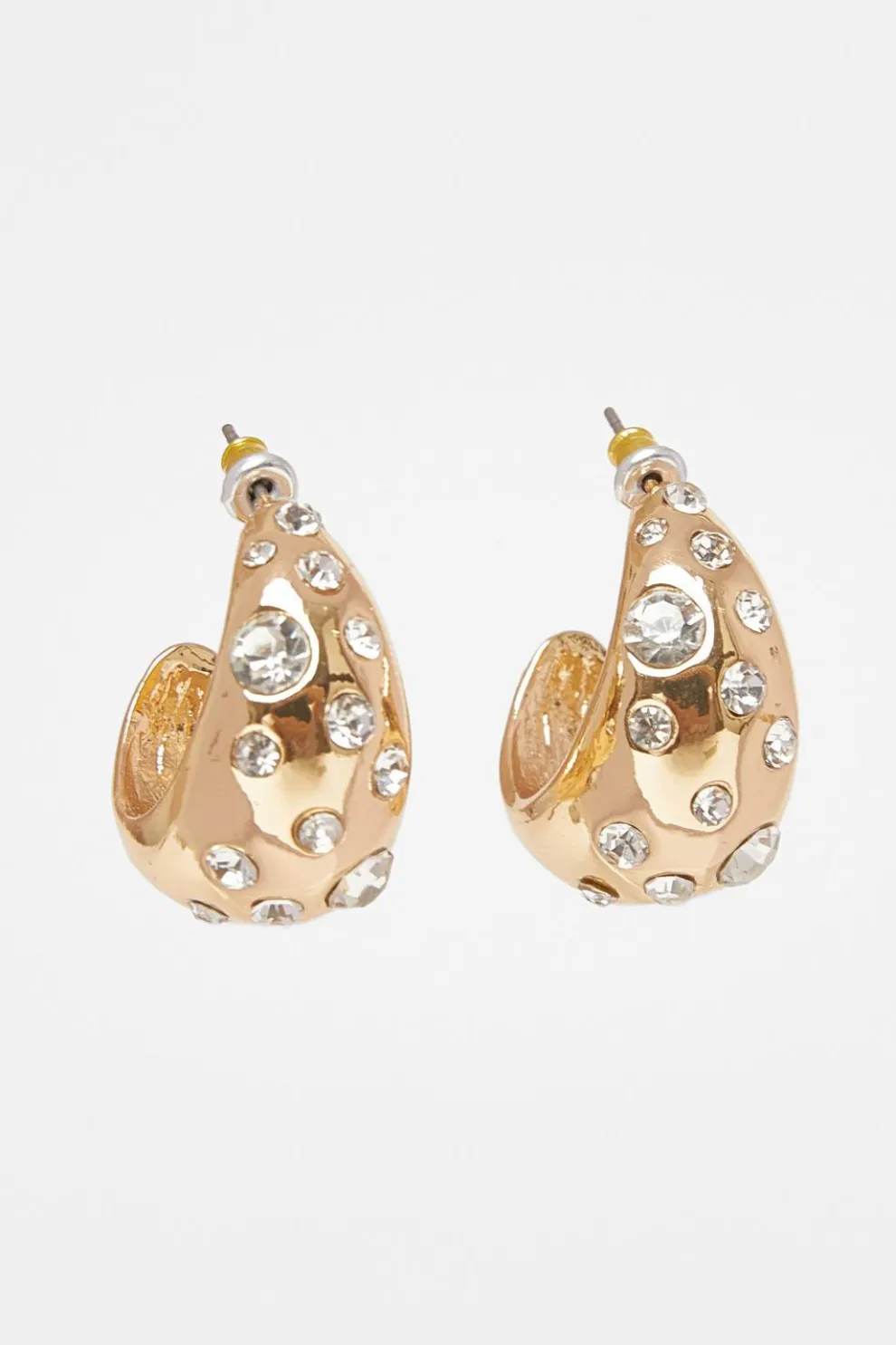 Gold Diamante Tear Drop Earrings