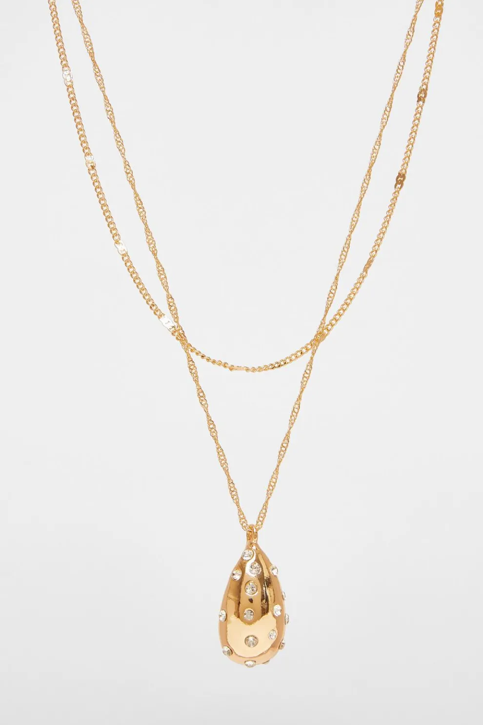Gold Diamante Tear Drop Necklace