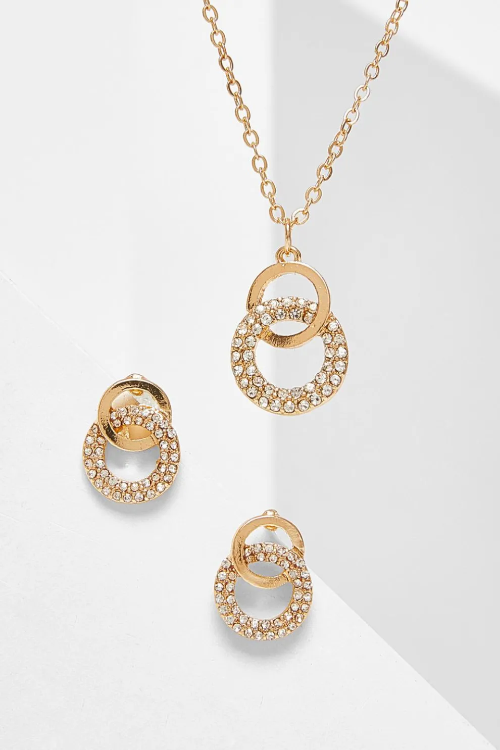 Gold Double Circle Jewellery Set