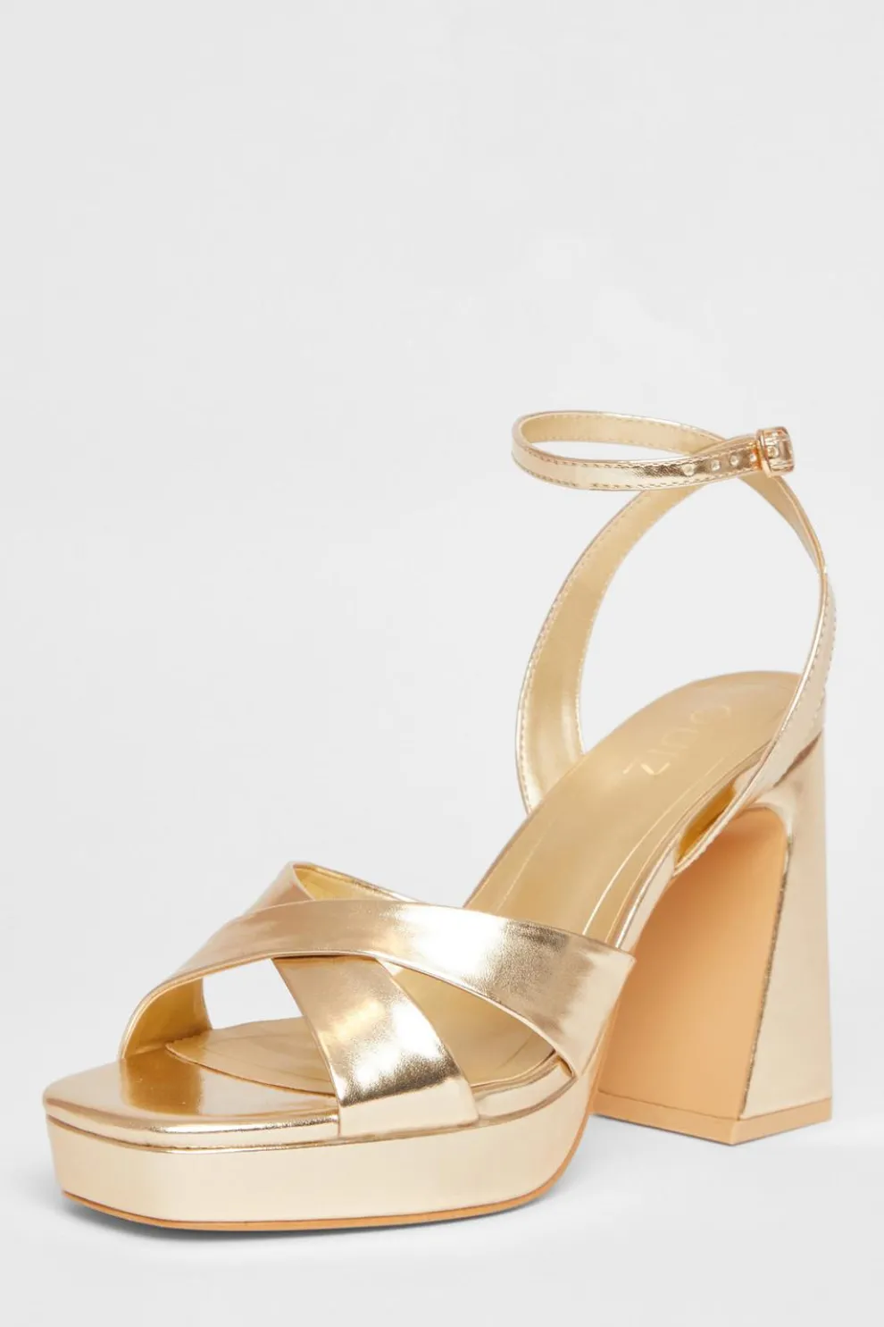Gold Faux Leather Platform Heels