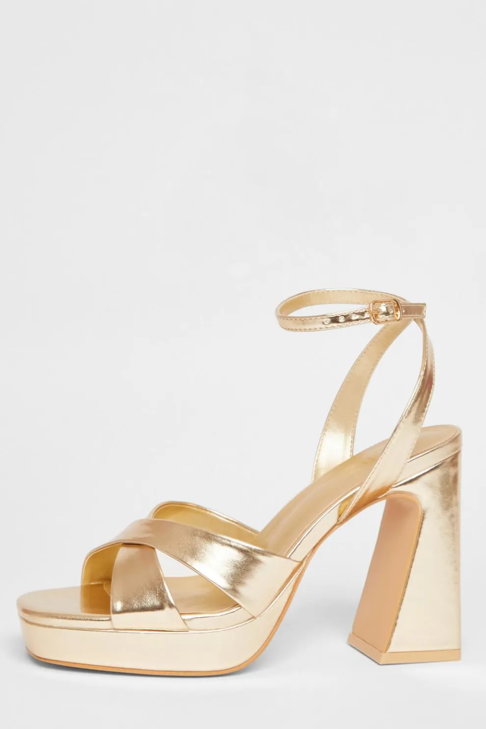 Gold Faux Leather Platform Heels