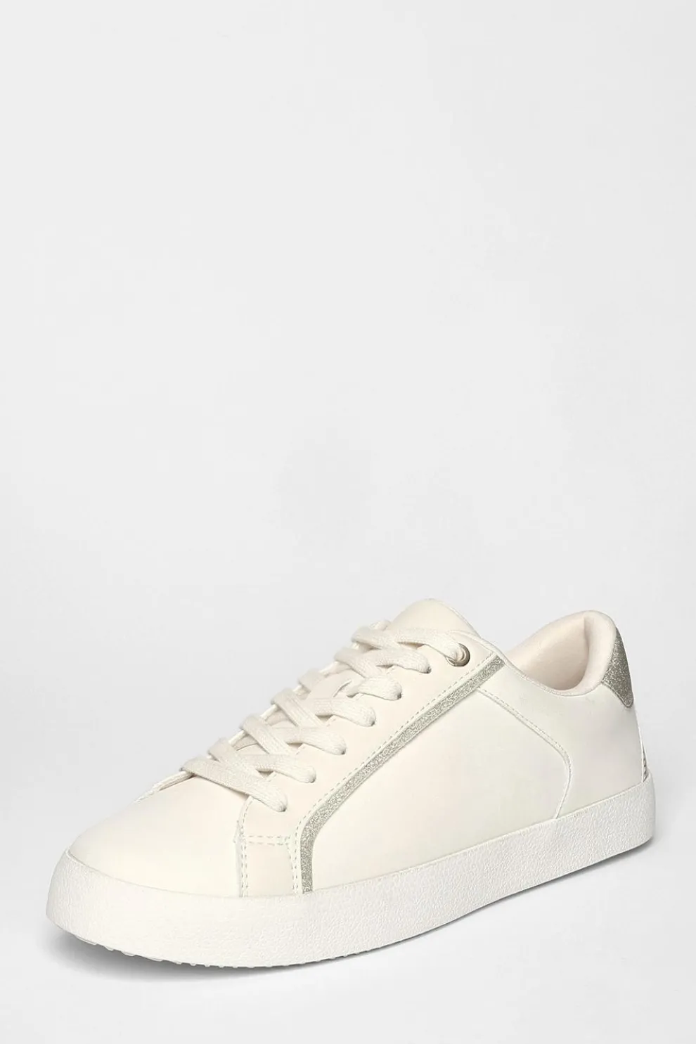 Gold Faux Leather Glitter Trainers