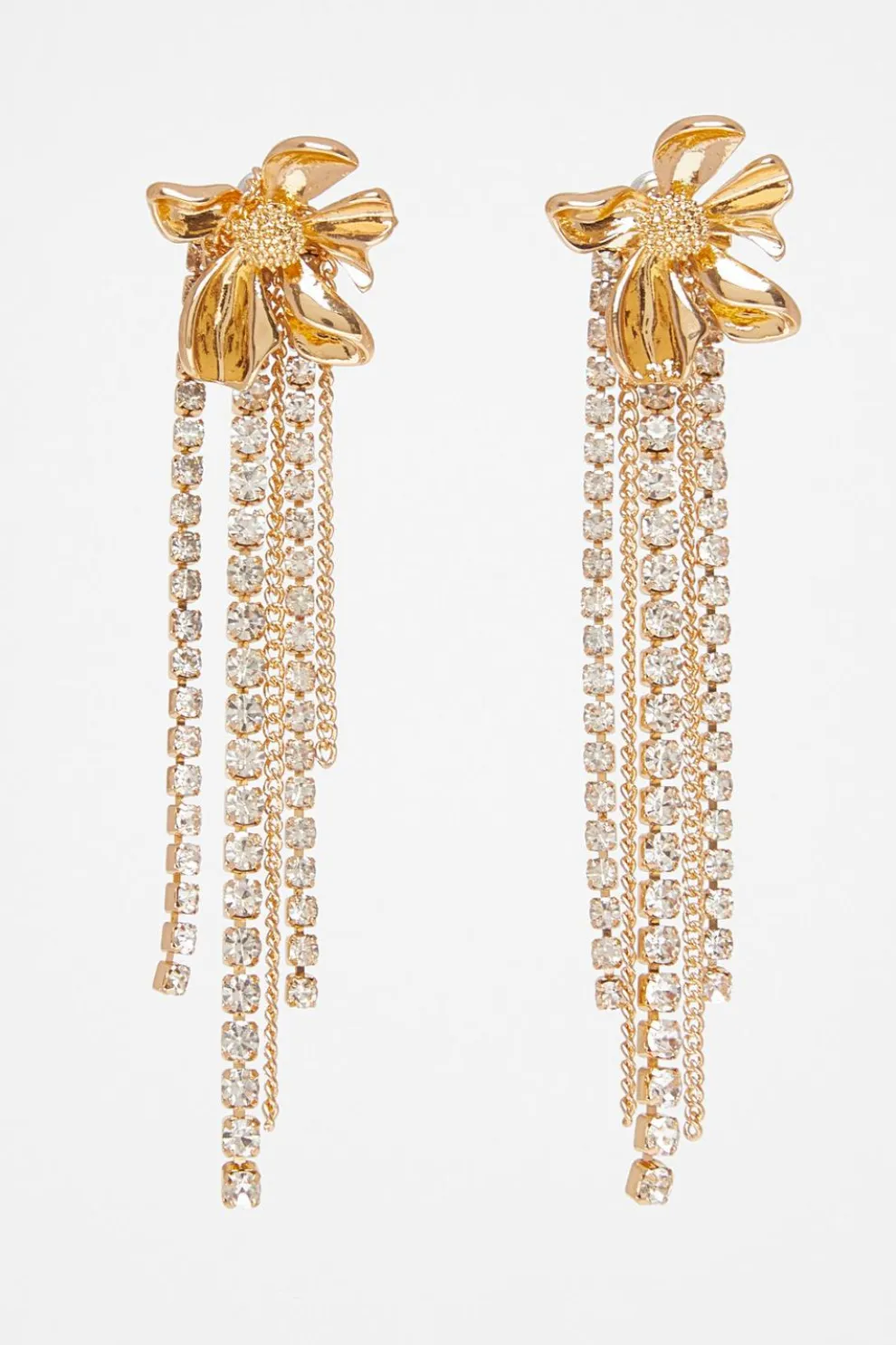 Gold Flower Fringe Earrings