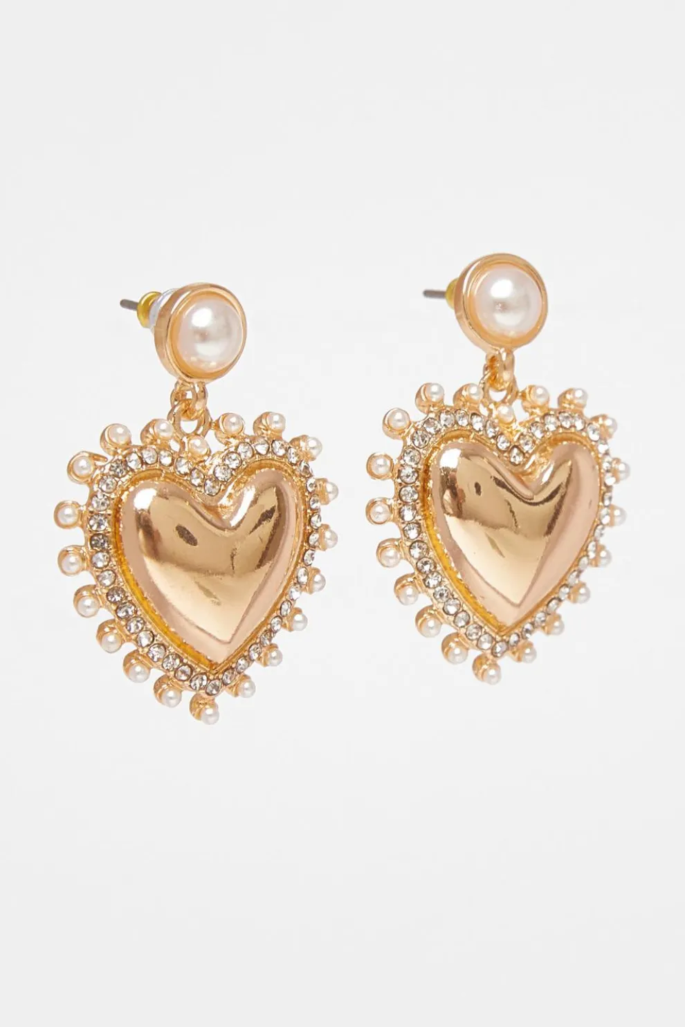 Gold Heart Drop Earrings