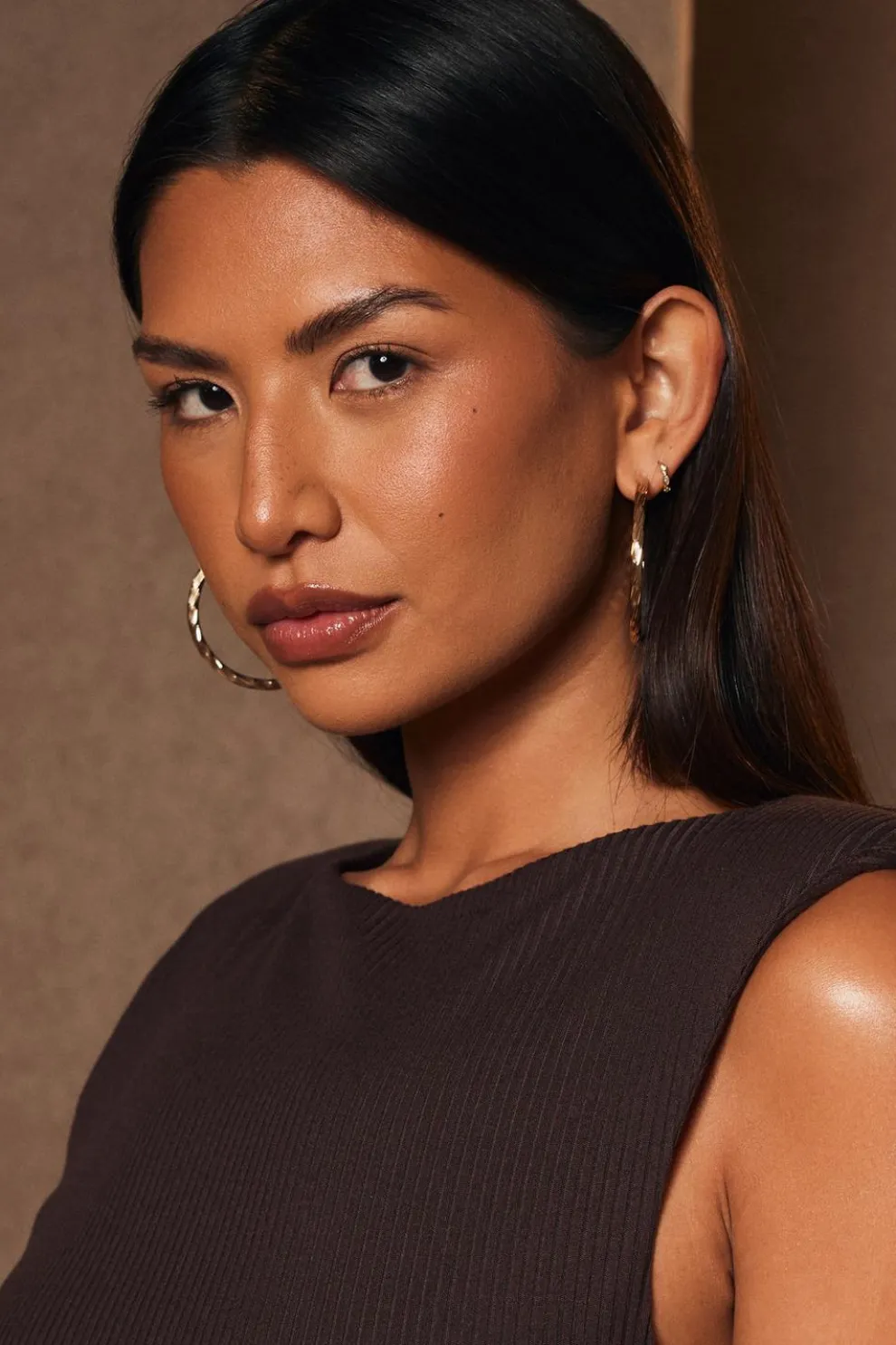 Gold Large Twisted Hoop Earrings