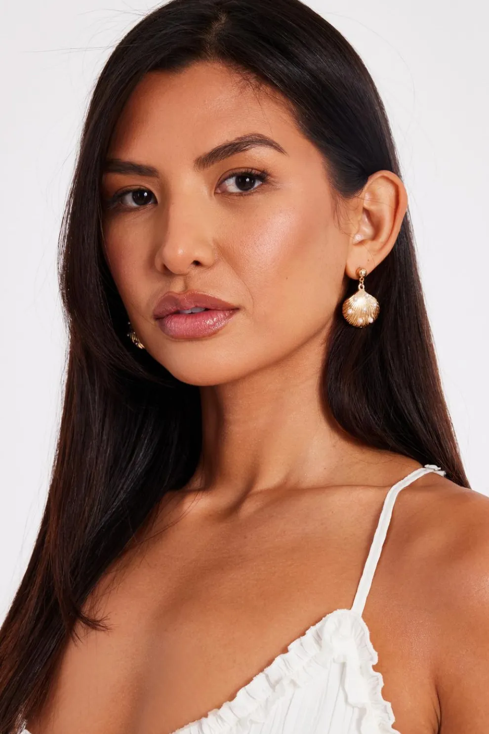 Gold Shell Drop Earrings