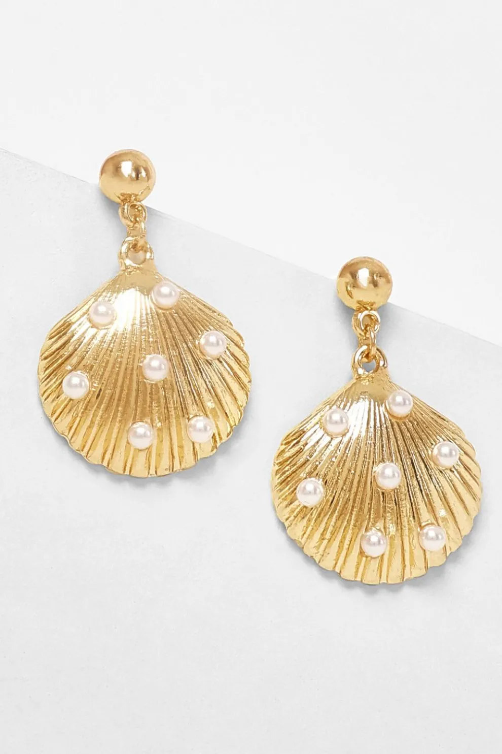 Gold Shell Drop Earrings