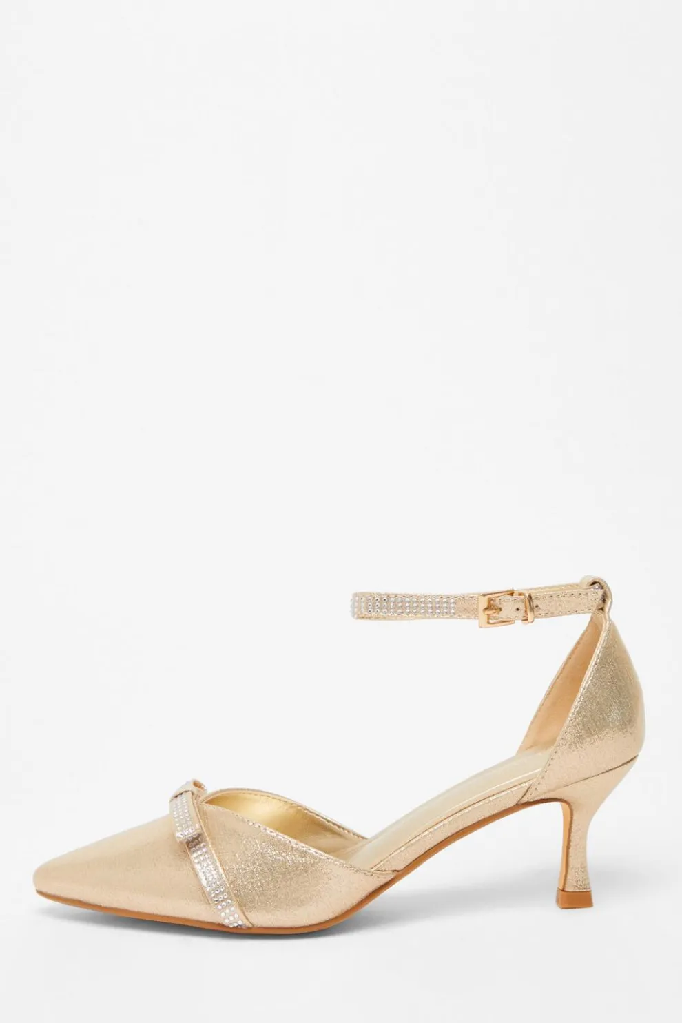 Gold Shimmer Bow Court Heels