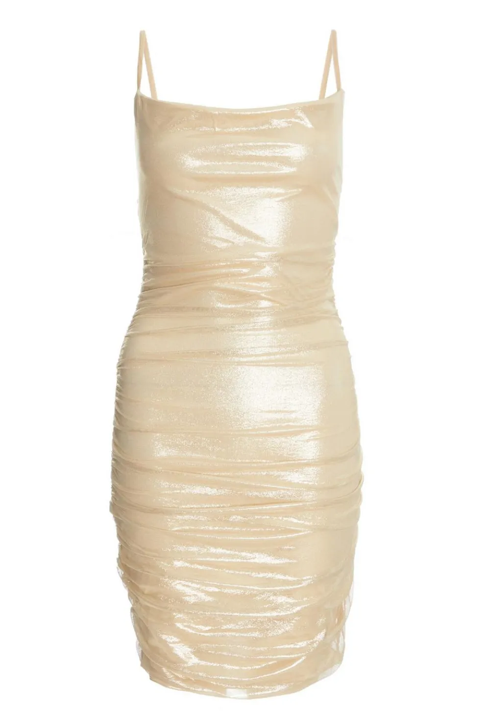 Gold Shimmer Cowl Neck Mini Dress