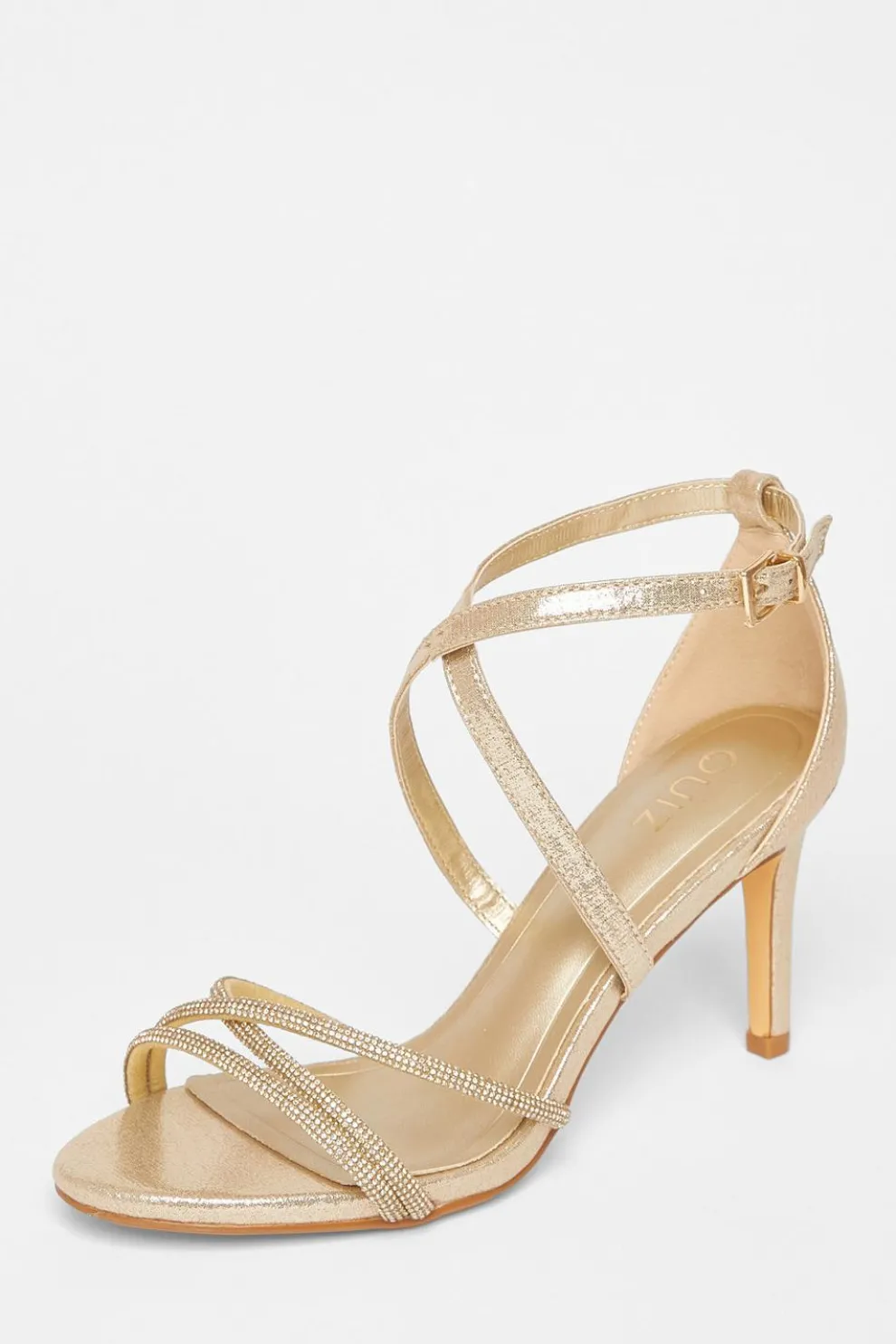 Gold Shimmer Diamante Strap Heels