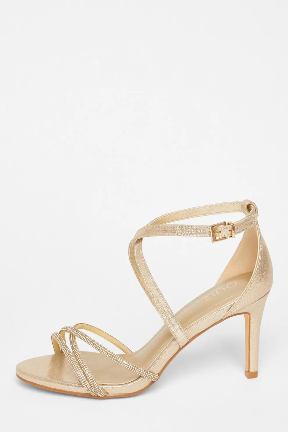 Gold Shimmer Diamante Strap Heels