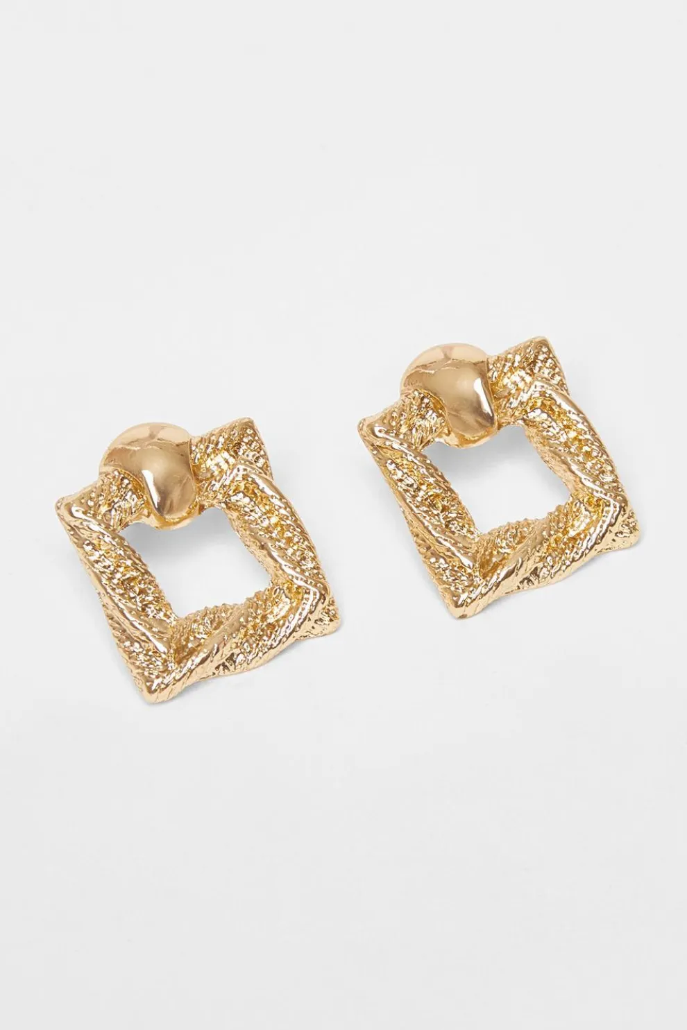 Gold Square Door Knocker Earrings