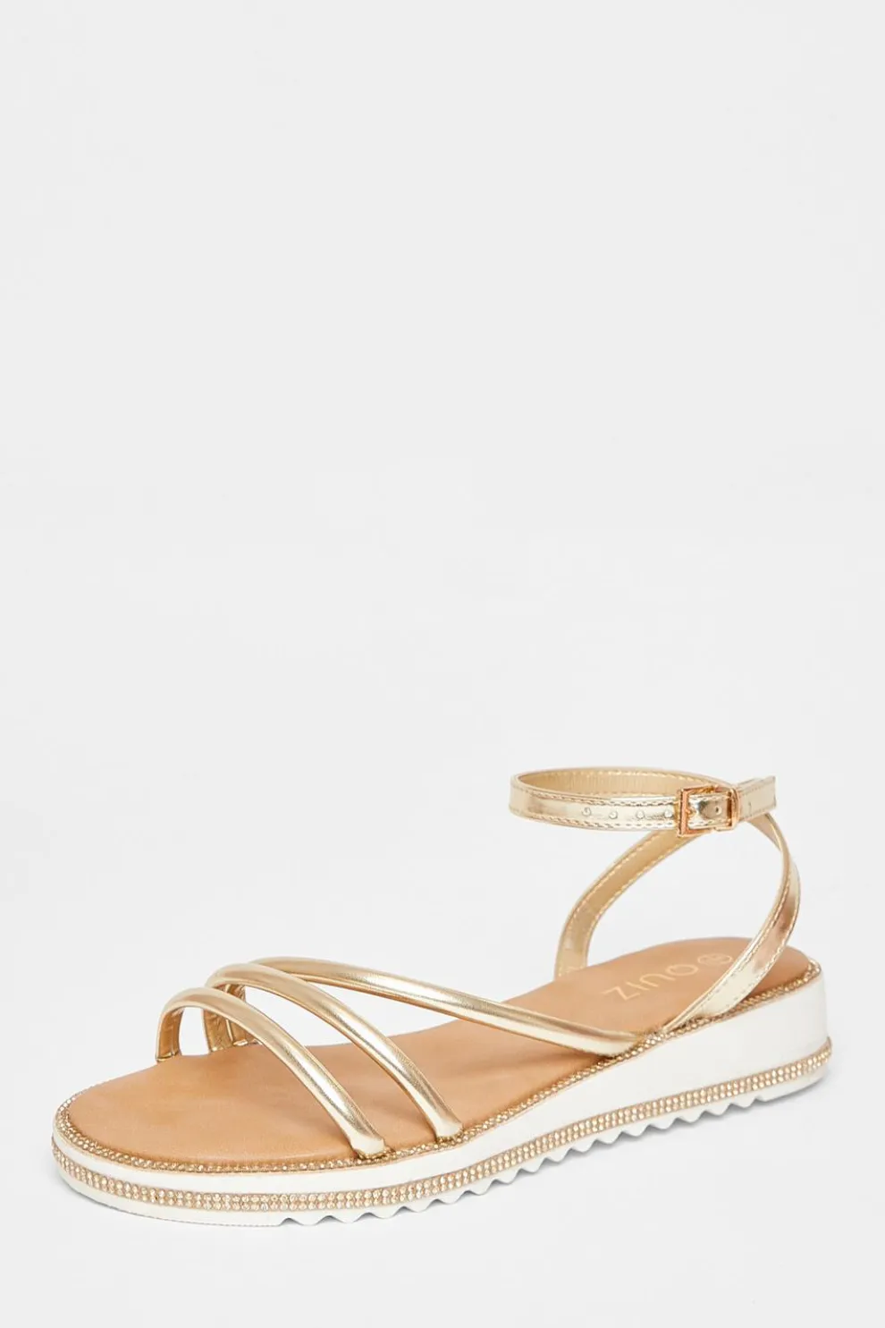 Gold Strappy Flat Sandals