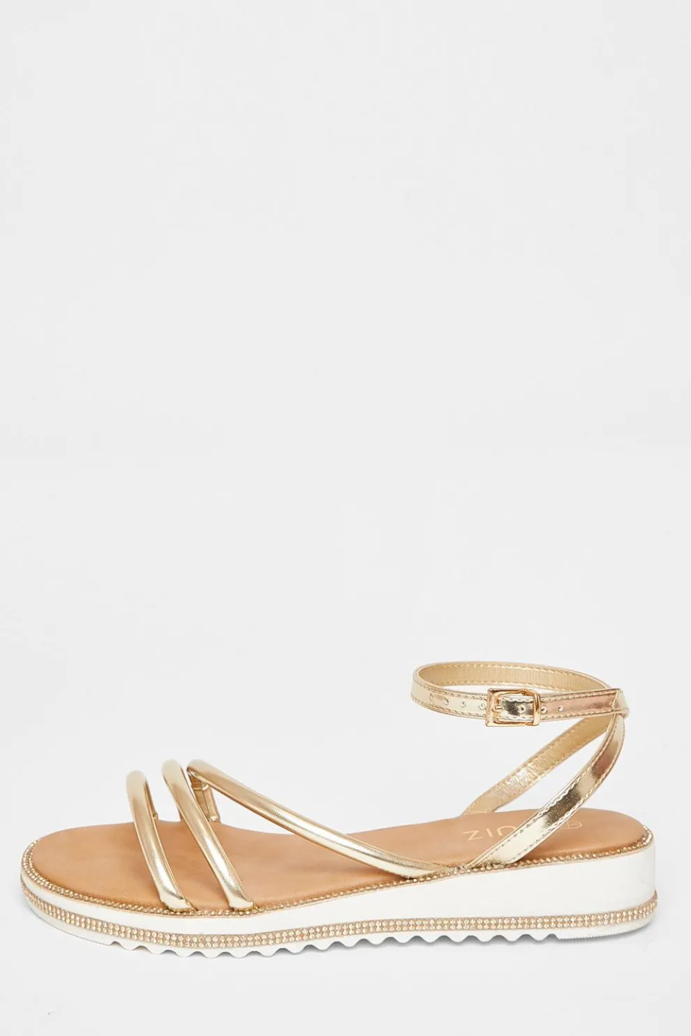 Gold Strappy Flat Sandals